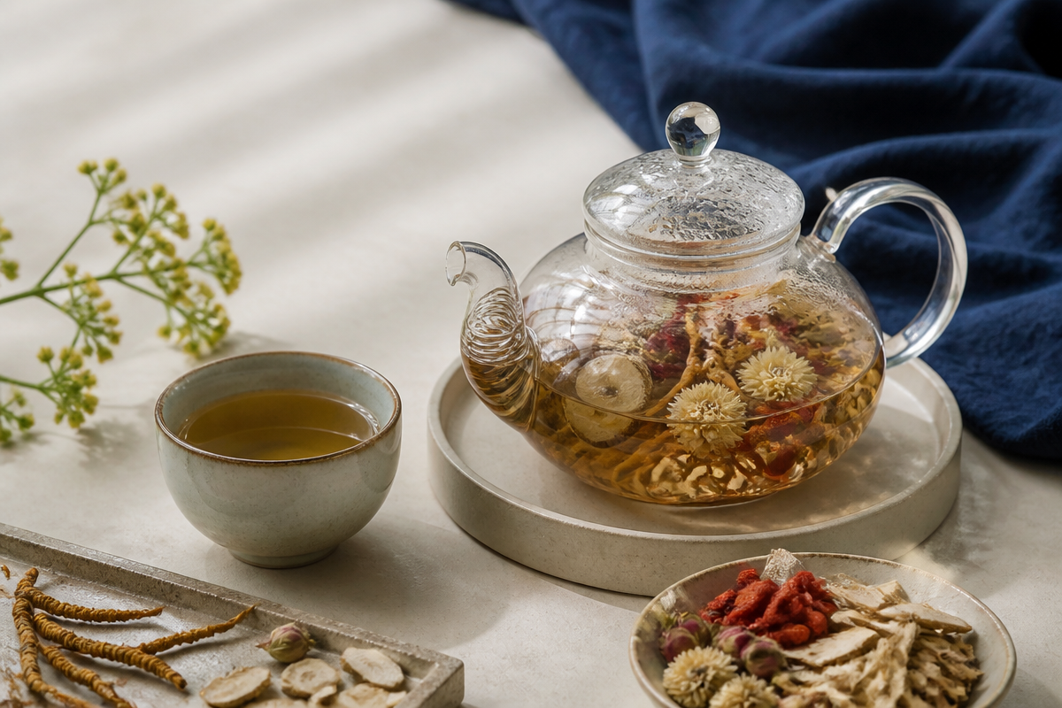 Herbal tea preparation with dried botanicals